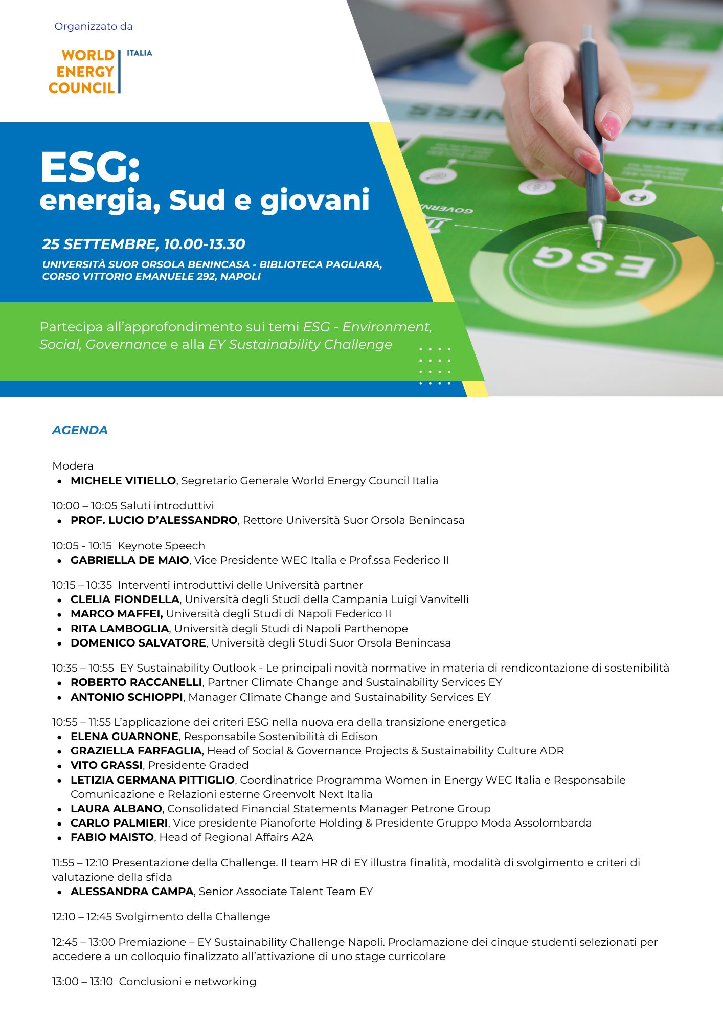 ESG – Energia, Sud e Giovani – Studenti, università, imprese e professionisti per approfondire i temi ESG
